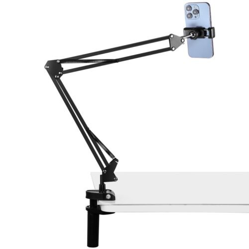 Live Broadcast Desktop Articulating Arm Holder with Phone Clamp (Black)