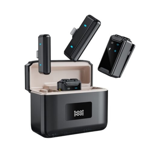 SX22 Noise Cancelling Wireless Lavalier Microphone with Two Mics for iPhone and Android