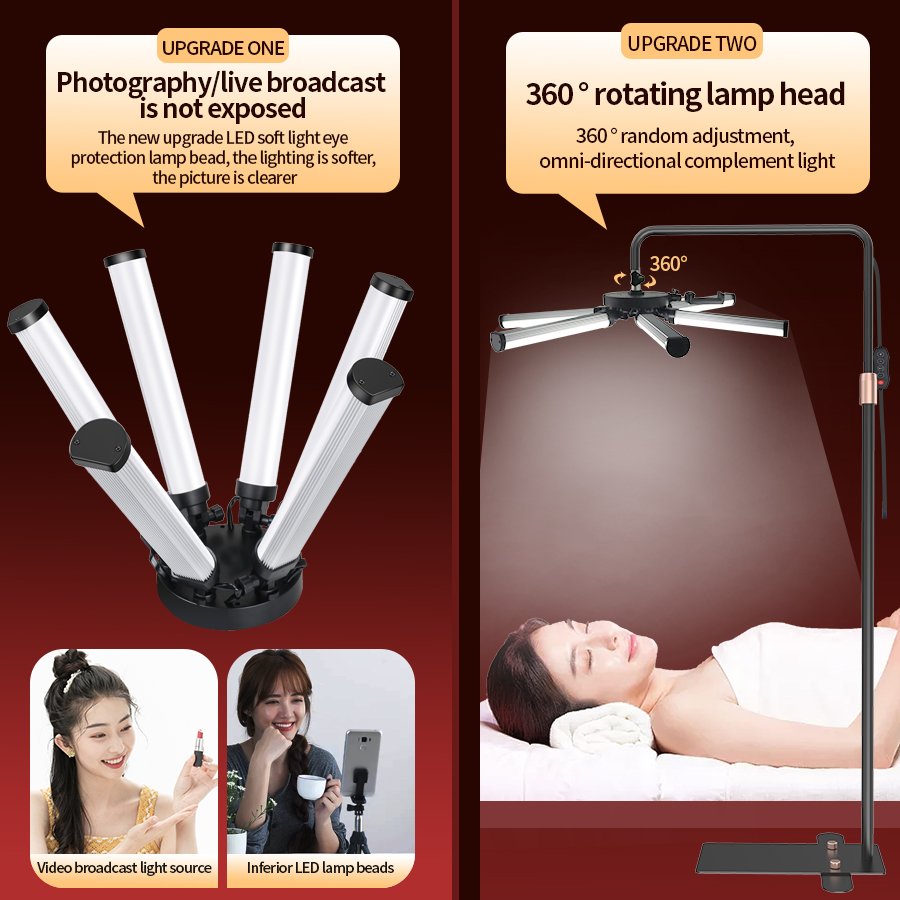 HD-M26X Floor Six-arm Photography Live Broadcast Lamp - 图片 5